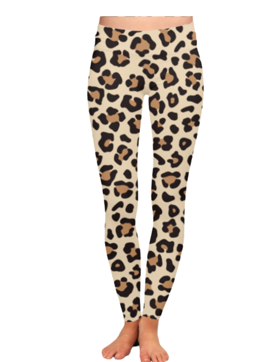 Chic Leopard Print High Waist Body Shaping Brown Leggings