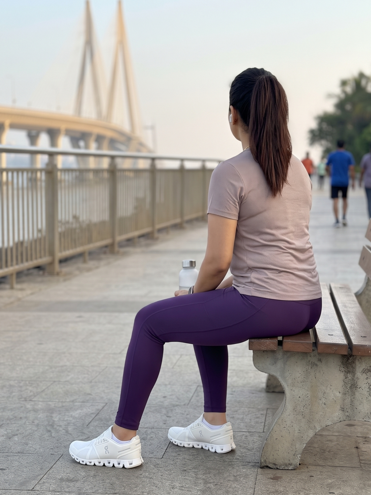 Smart Solid Print | Activewear Coord Set Tshirt With Tummy Tuck Purple Leggings | Multi Sport | Odour Free
