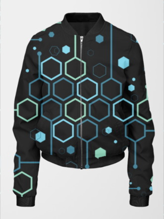 Stylish Hexagon Print Bomber Jacket With Leggings Black Co Ord Set.