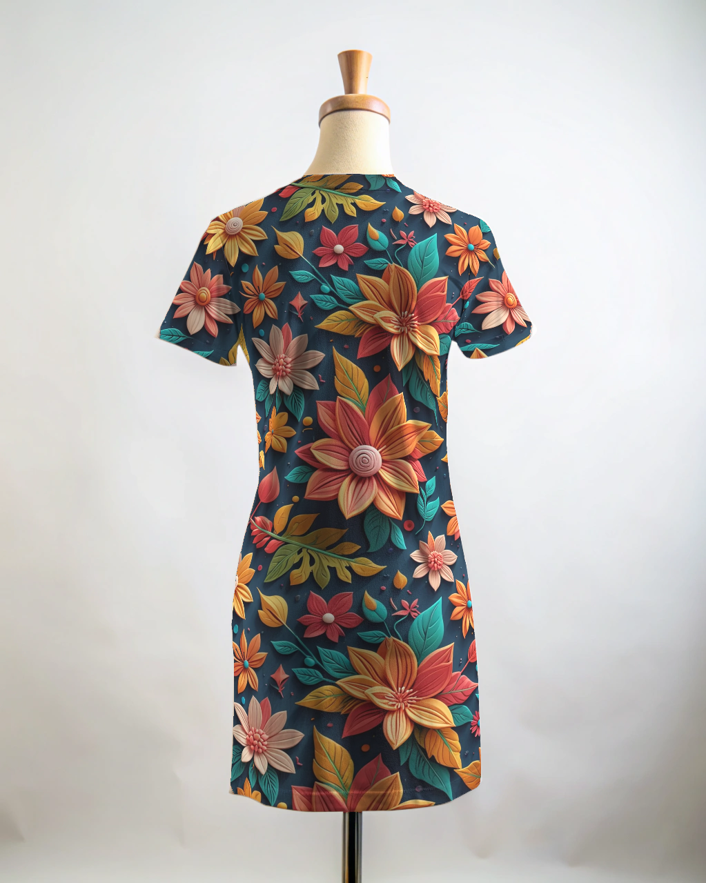 Beautiful Floral Print T Shirt Dress
