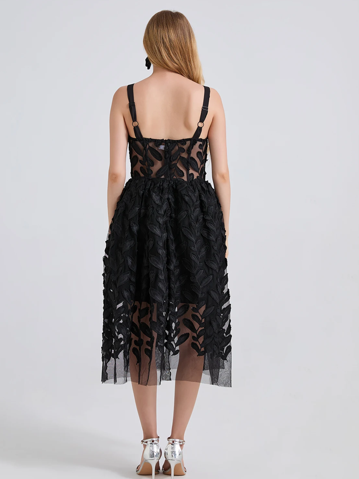 Fabulous Pink Lace Mesh Black Party Dress