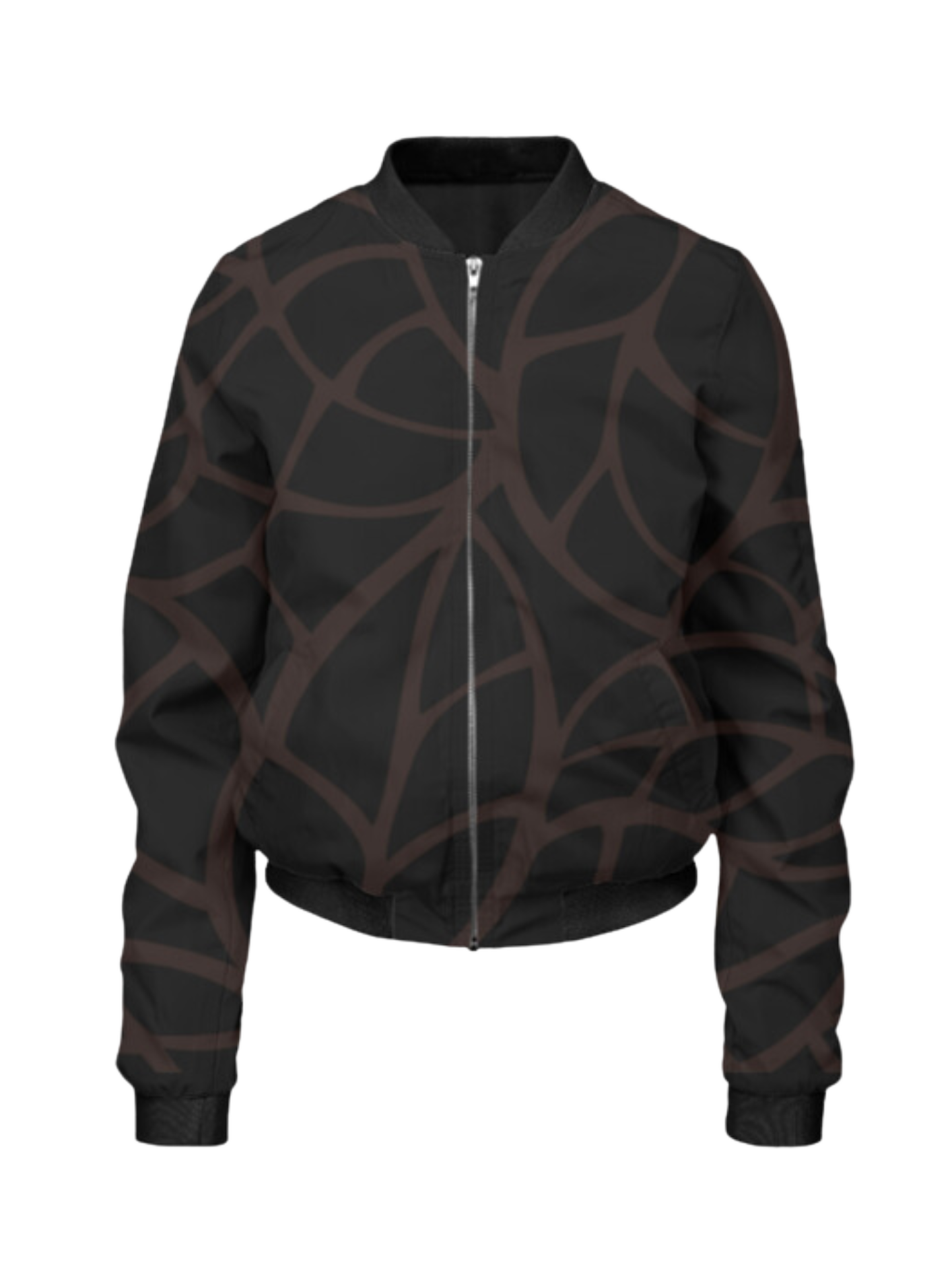 Unique Leaf Print Bomber Jacket With Leggings Black Co Ord Set.