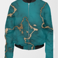Fashionable Marble Print Bomber Jacket With Leggings Sea Green Co Ord Set