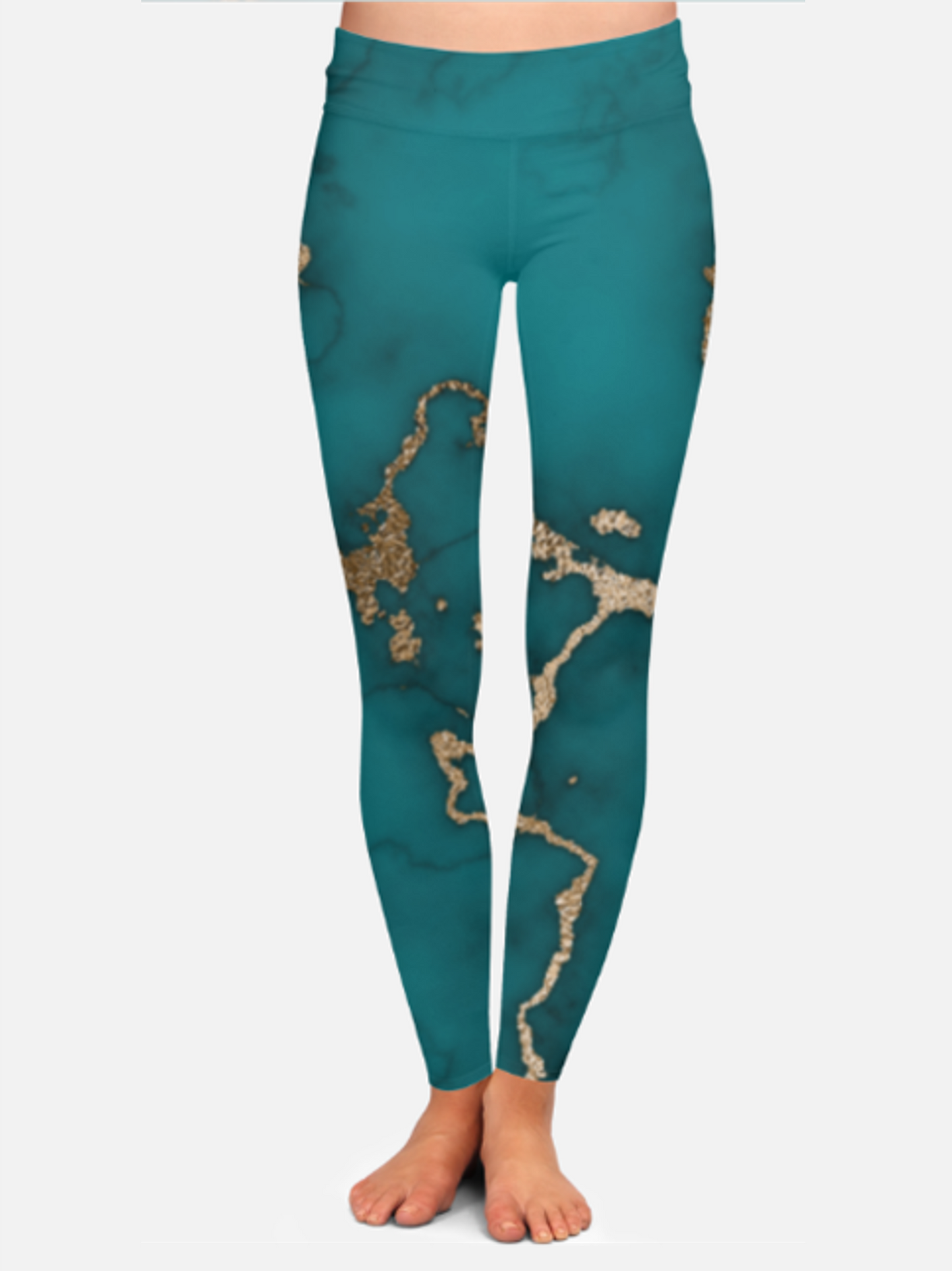 Fashionable Marble Print Bomber Jacket With Leggings Sea Green Co Ord Set