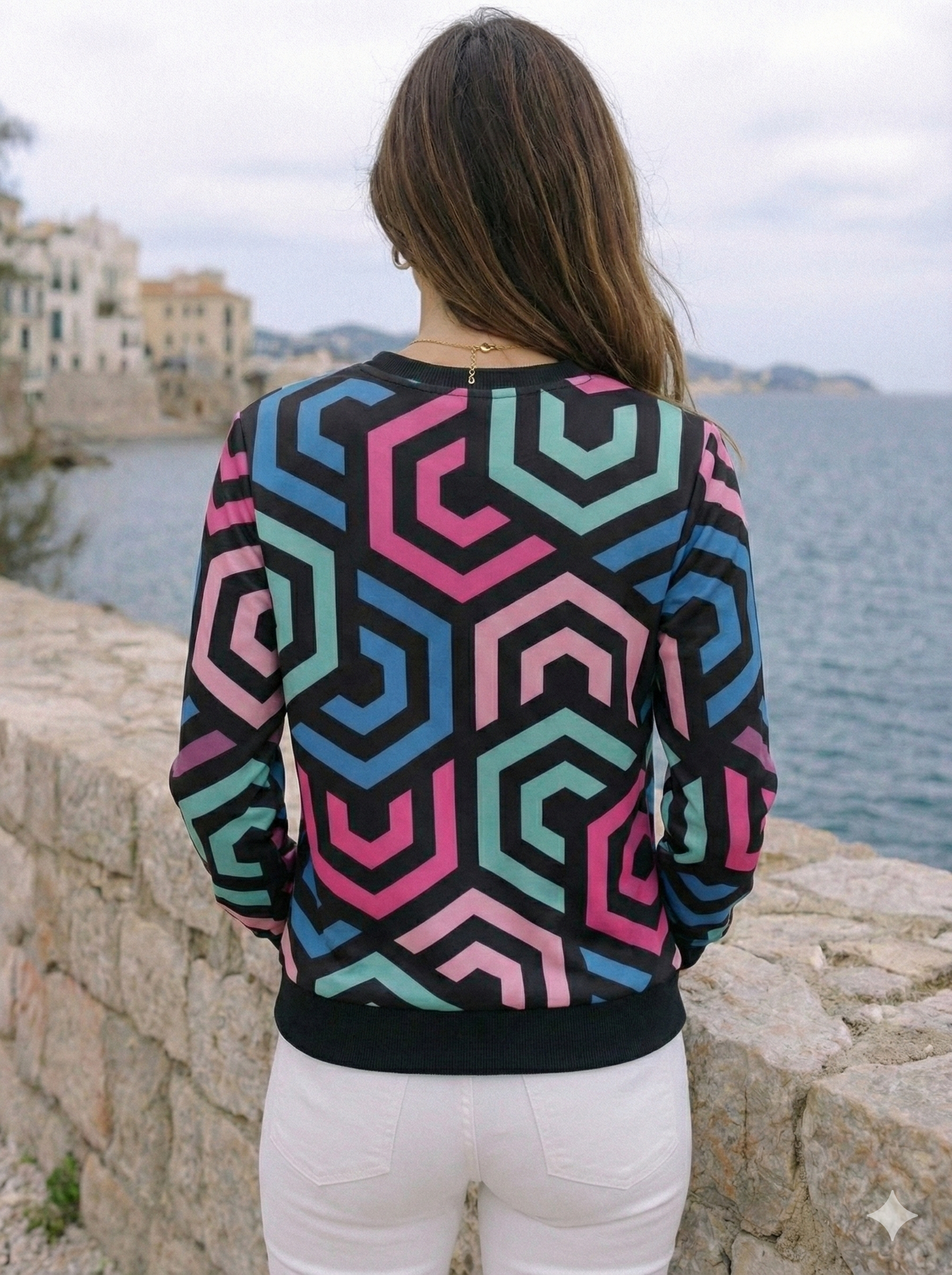 Trendy Geometric Print Sweatshirt