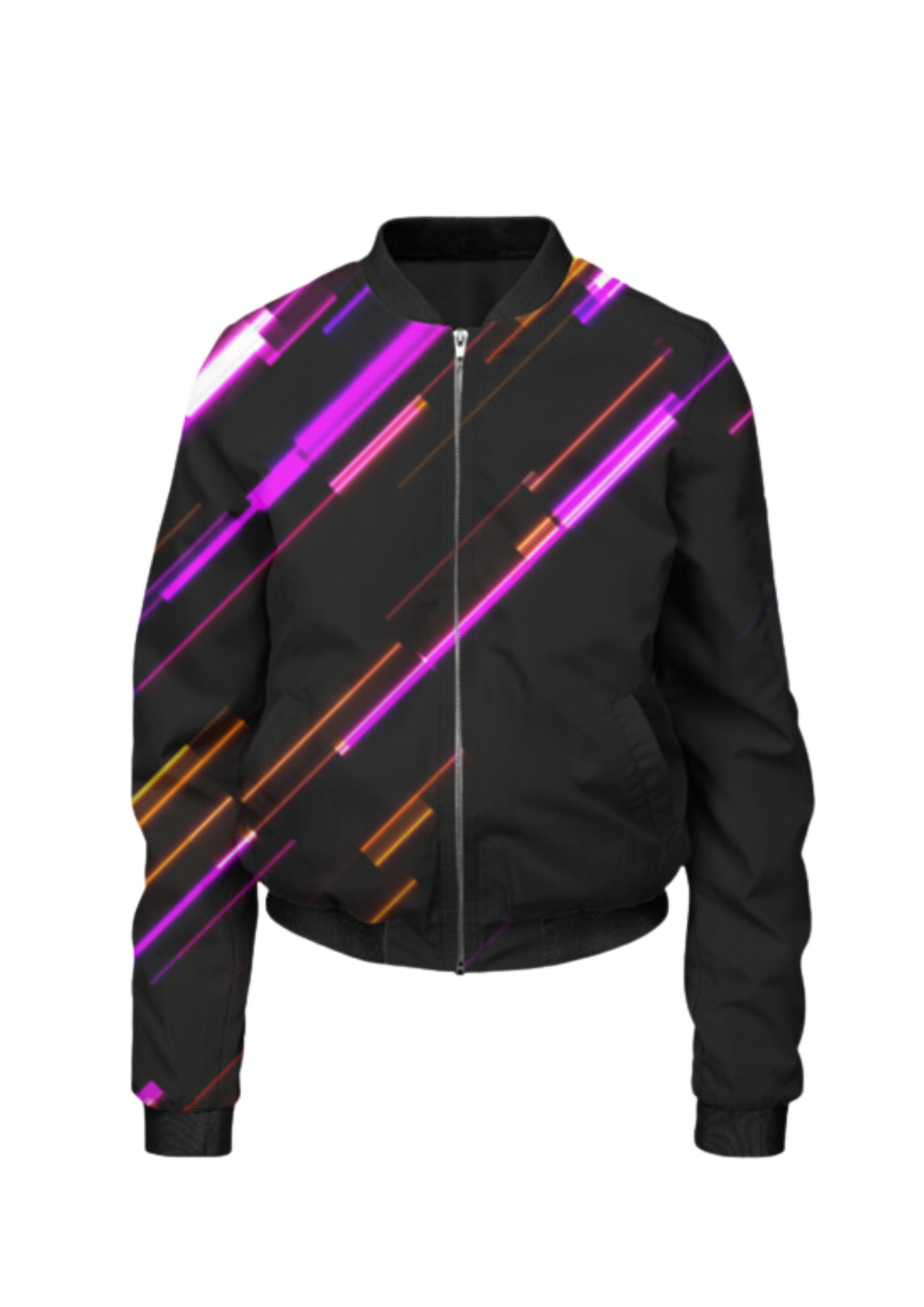 New Arrival Lines Black Bomber Jacket