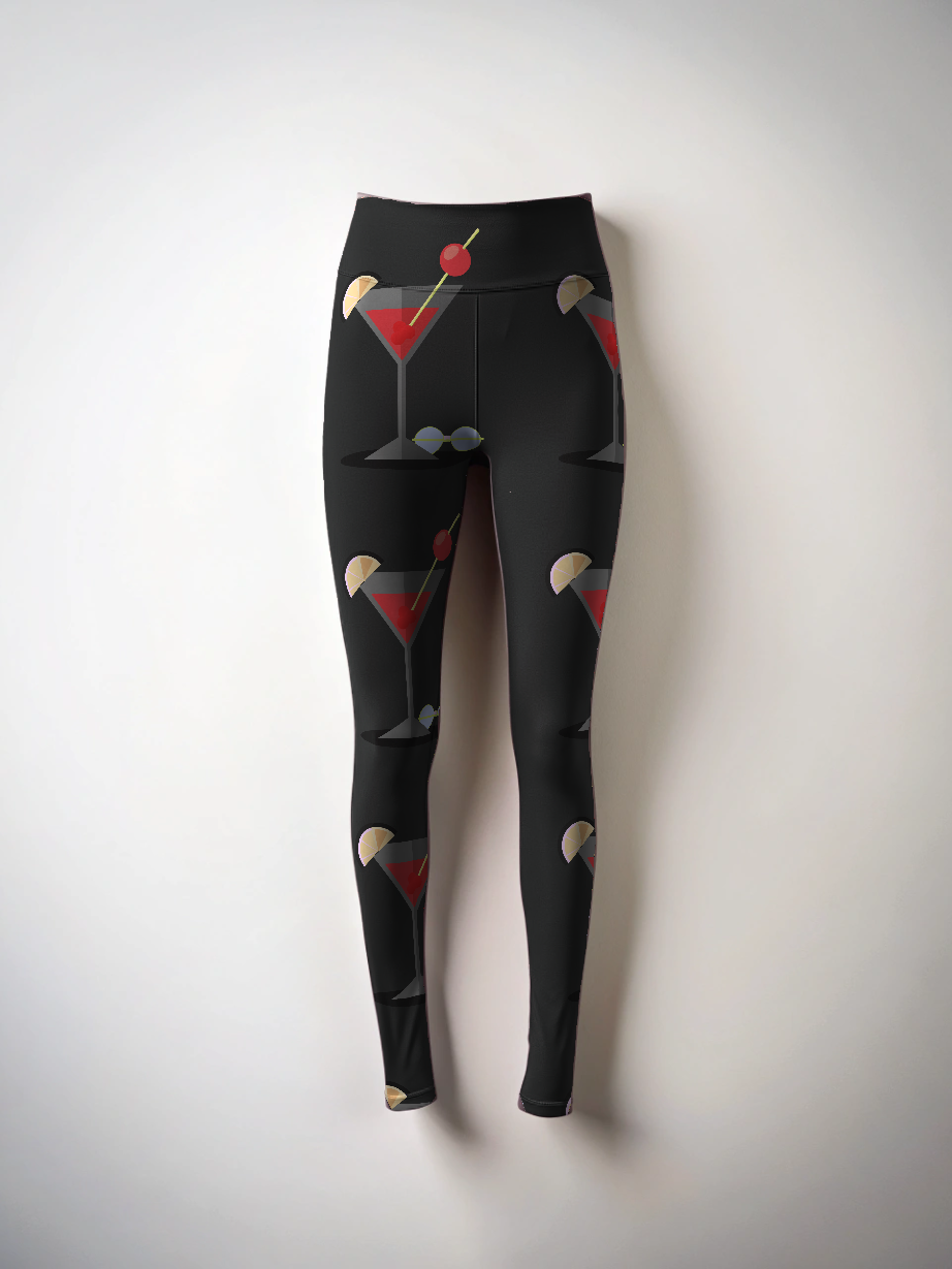 Premium Comfort Wear Martini Print Oversized Tee With Tummy Tuck Body Shaping Leggings Co-ord Set