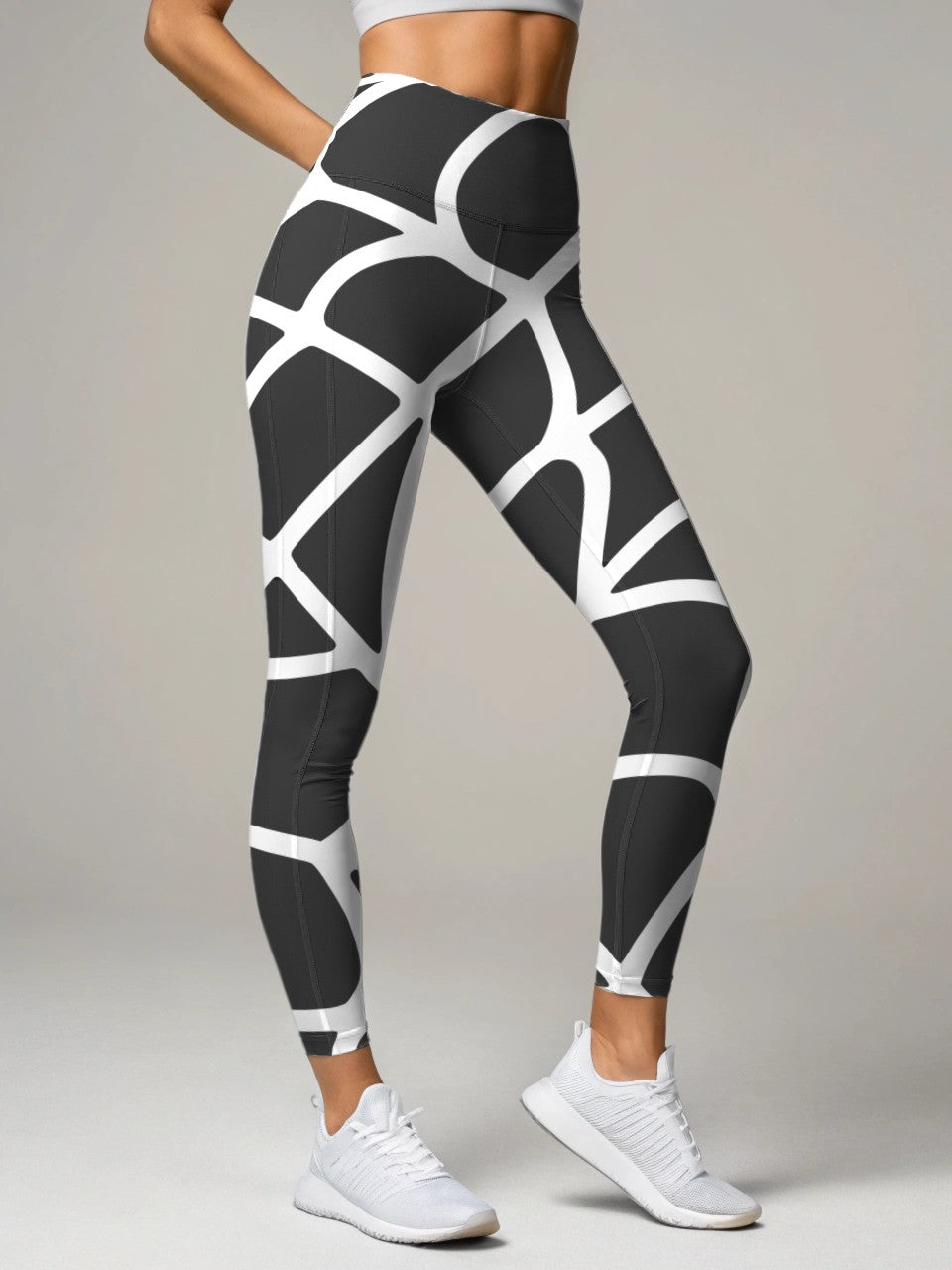 Pickleball | Paddleball | Activewear Coord Set Tshirt With Tummy Tuck Leggings | Black Web Print