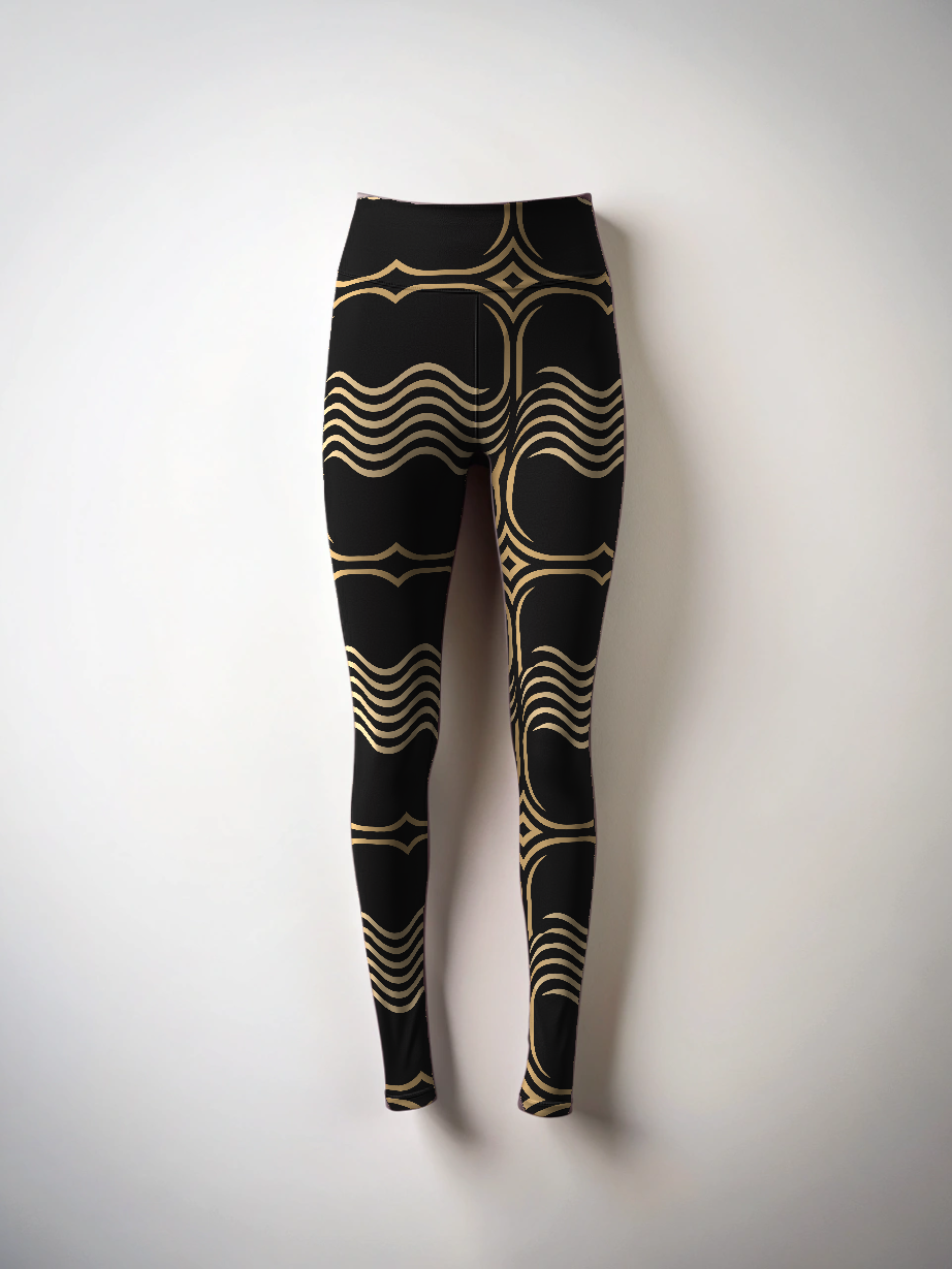 Comfort Wear Wavy Print Oversized Tee With Tummy Tuck Body Shaping Leggings Co-ord Set