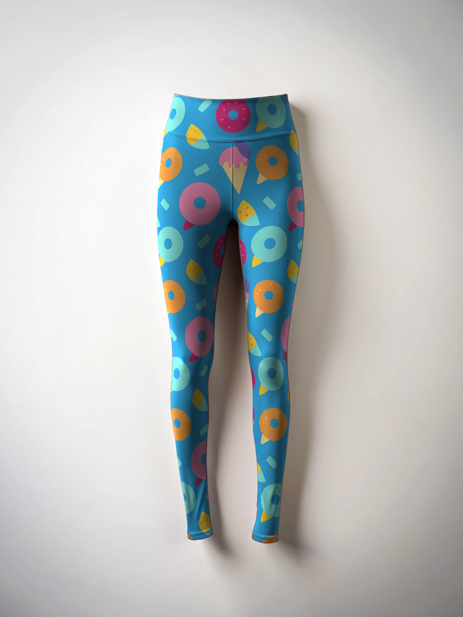 Yummy Donuts Ice-cream Print Premium Oversized Tee With Tummy Tuck Body Shaping Leggings Co-ord Set