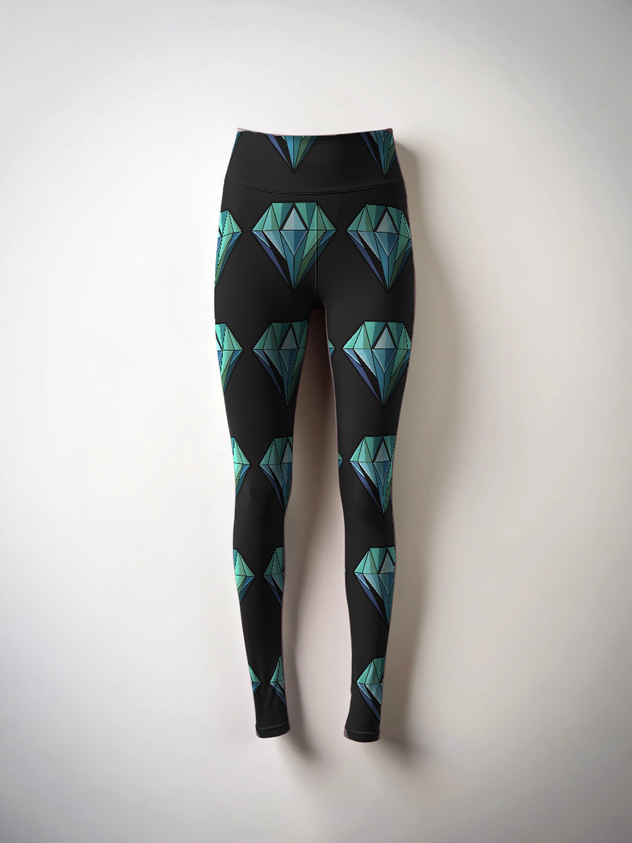Athleisure Diamond Print Oversized Tee With Tummy Tuck Body Shaping Leggings Co-ord Set