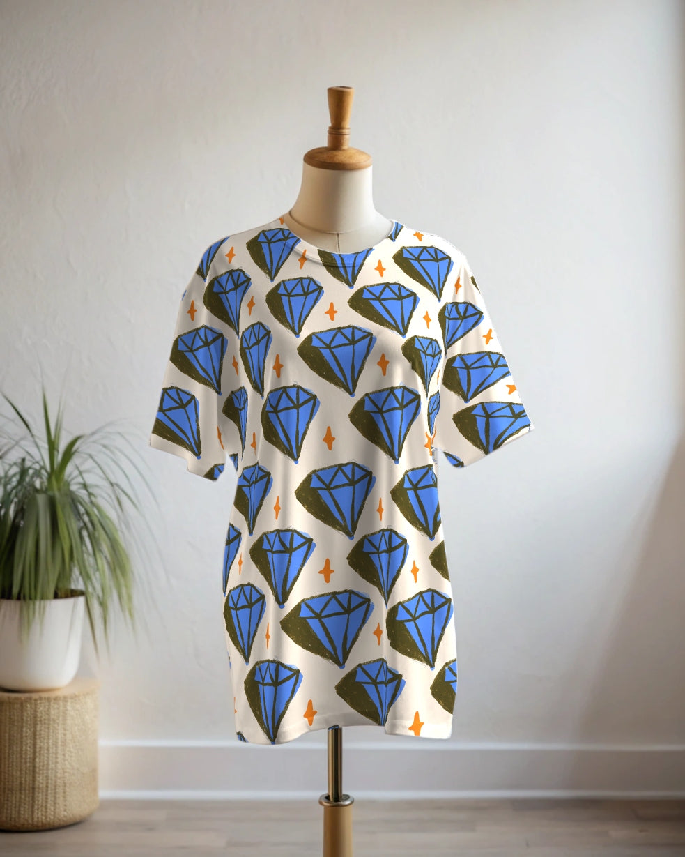 Girls Bestie! Diamond Print Premium Oversized Tee With Tummy Tuck Body Shaping Leggings Co-ord Set