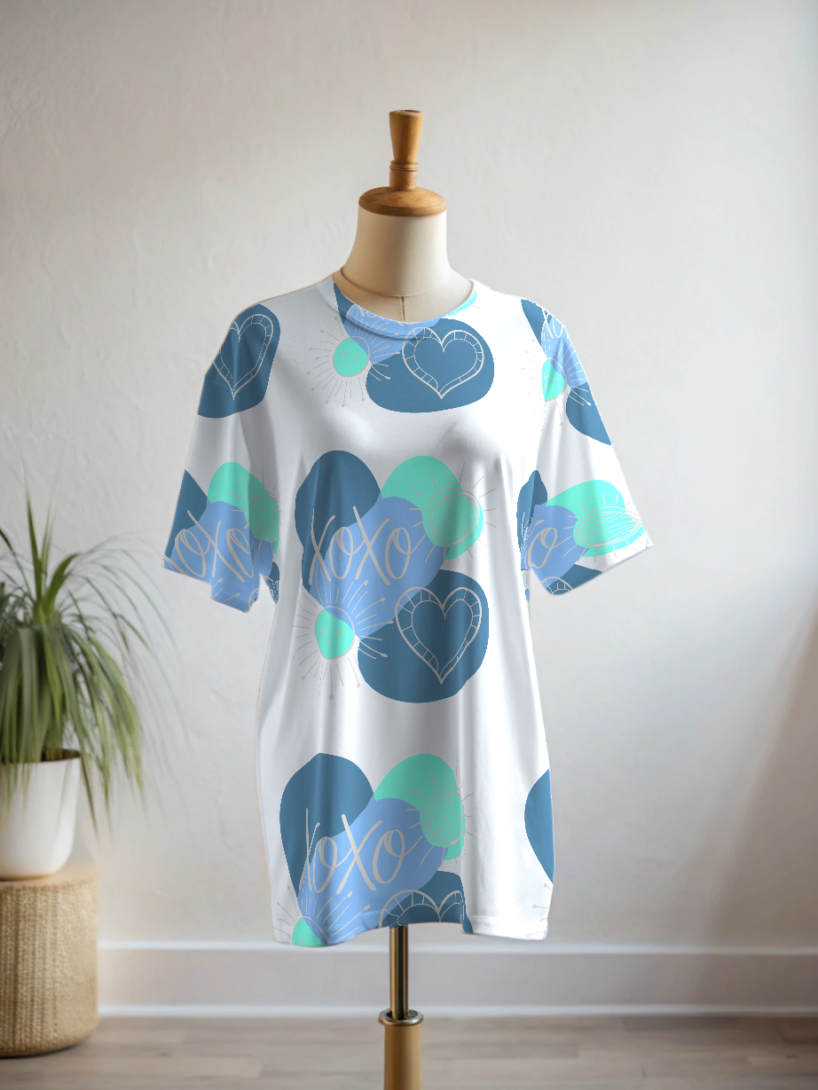 Sweet XOXO Print Premium Oversized Tee With Tummy Tuck Body Shaping Leggings Co-ord Set