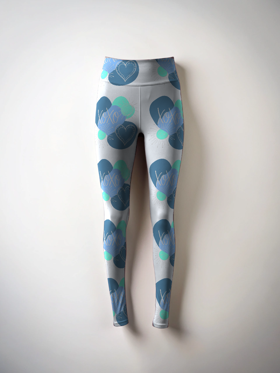 Sweet XOXO Print Premium Oversized Tee With Tummy Tuck Body Shaping Leggings Co-ord Set