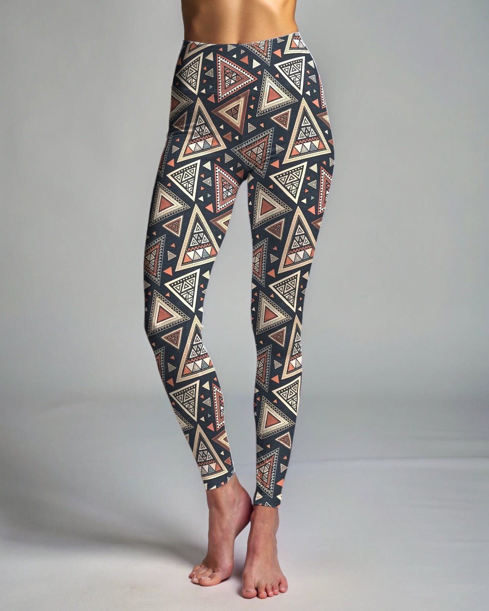 Attractive Egyptian Brown Print Premium Oversized Tee With Tummy Tuck Body Shaping Leggings Co-ord Set