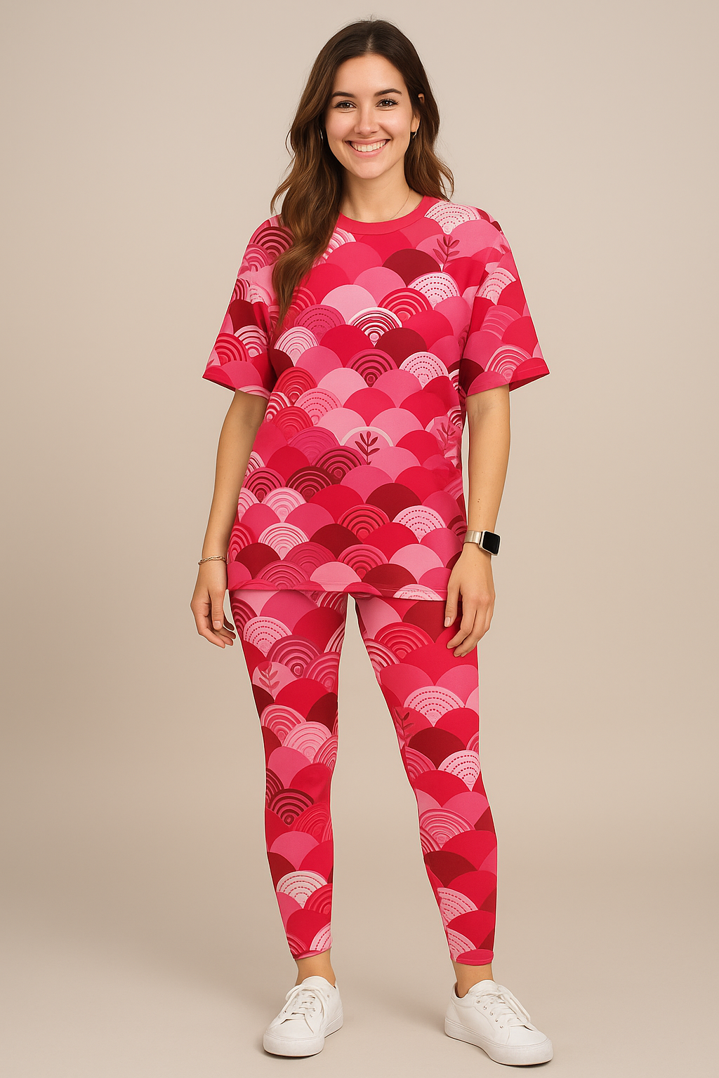 Attractive Japan Inspired Print Premium Oversized Tee With Tummy Tuck Body Shaping Leggings Co-ord Set