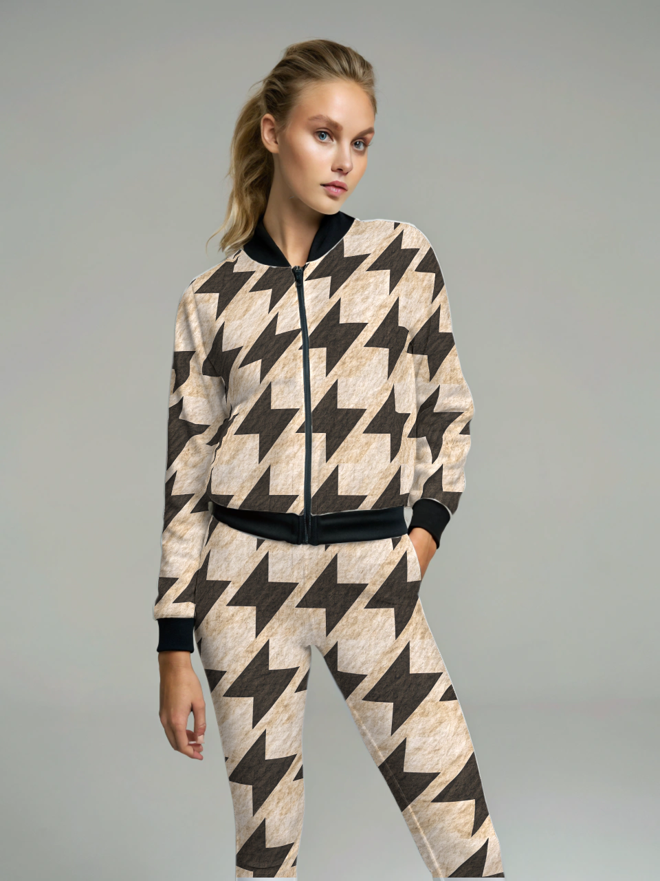 Classy Brown Blaze Print High Waist Body Shaping Leggings