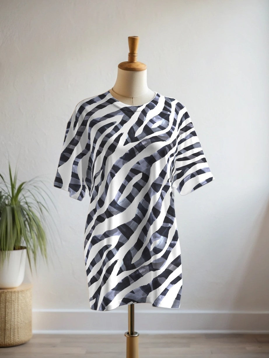 Classy South African Zebra Print Premium Oversized Tee With Tummy Tuck Body Shaping Leggings Co-ord Set