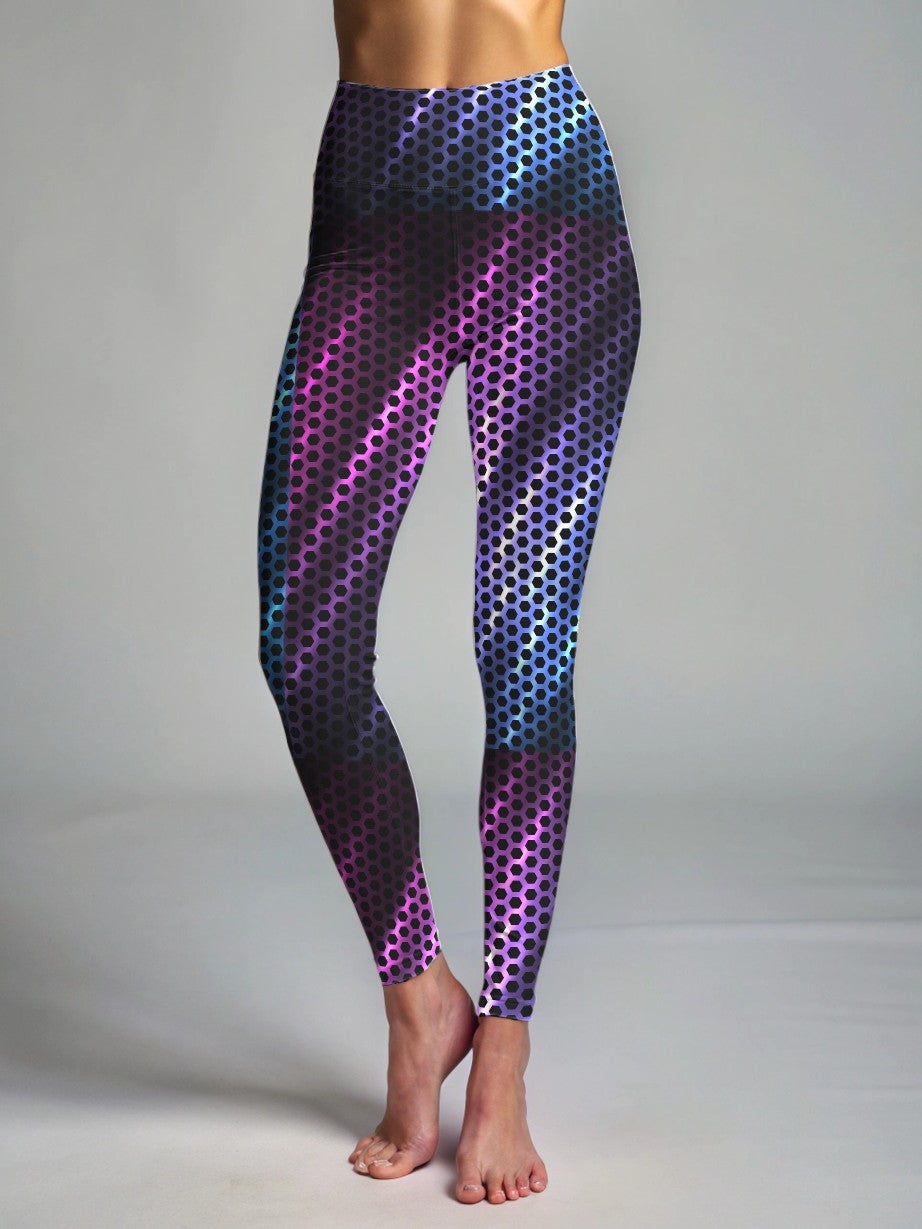 Sporty Aurora Inspired Print Premium Oversized Tee With Tummy Tuck Body Shaping Leggings Co-ord Set