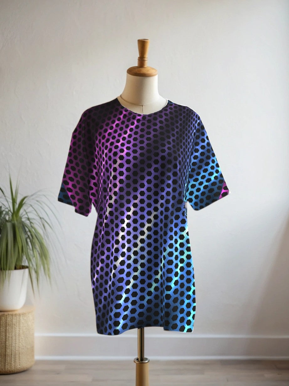 Sporty Aurora Inspired Print Premium Oversized Tee With Tummy Tuck Body Shaping Leggings Co-ord Set