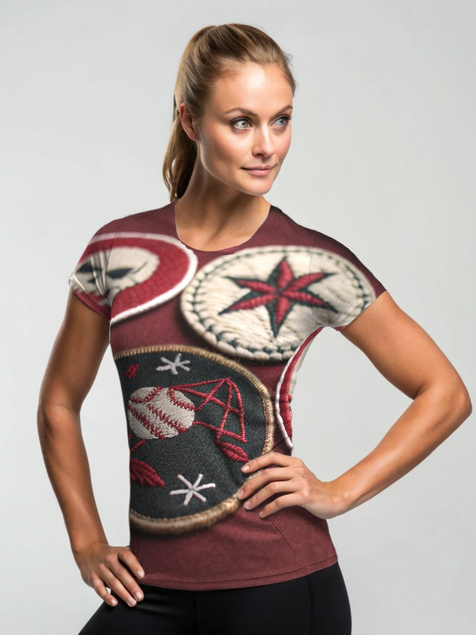 Pickleball | Paddleball | Activewear Coord Set Tshirt With Tummy Tuck Leggings | Club Patch Print
