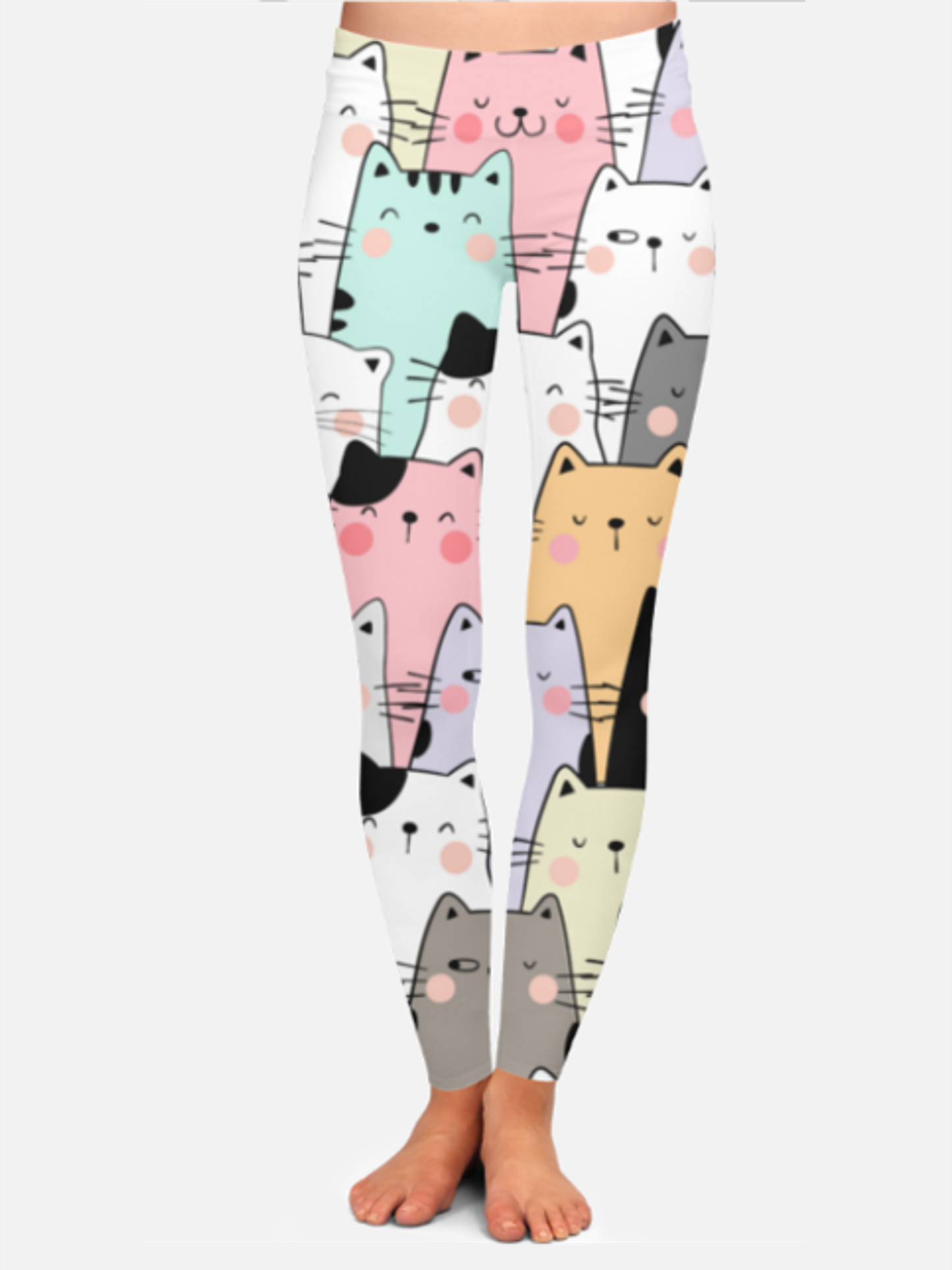 Super Cute Cats Print High Waist Body Shaping Leggings
