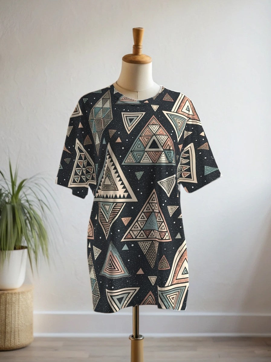 Fashionable Egyptian Emerald Green Print Premium Oversized Tee With Tummy Tuck Body Shaping Leggings Co-ord Set