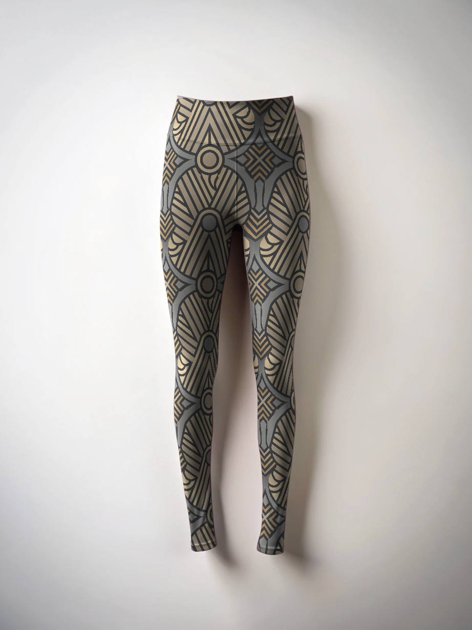 Sharp Geometric Print Premium Oversized Tee With Tummy Tuck Body Shaping Leggings Co-ord Set