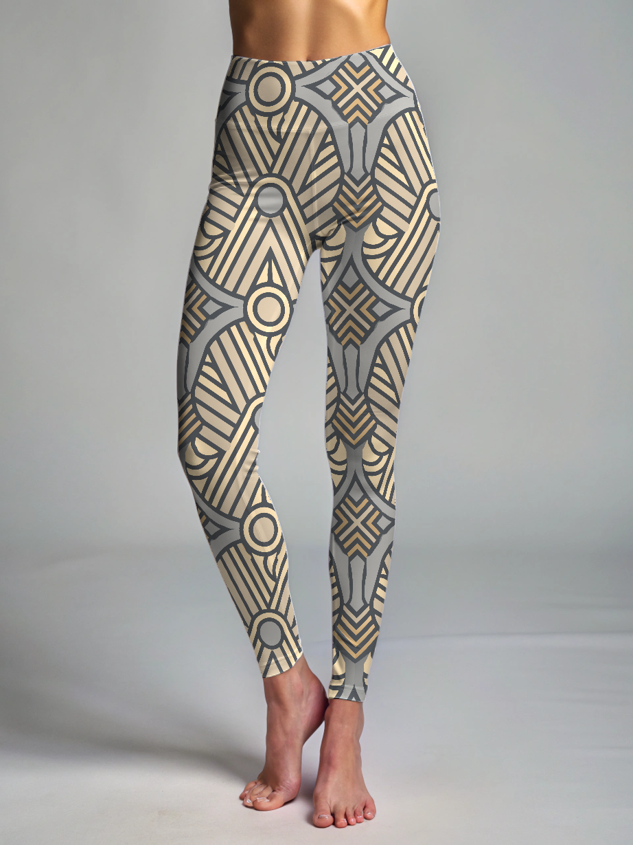 Sharp Geometric Print Premium Oversized Tee With Tummy Tuck Body Shaping Leggings Co-ord Set
