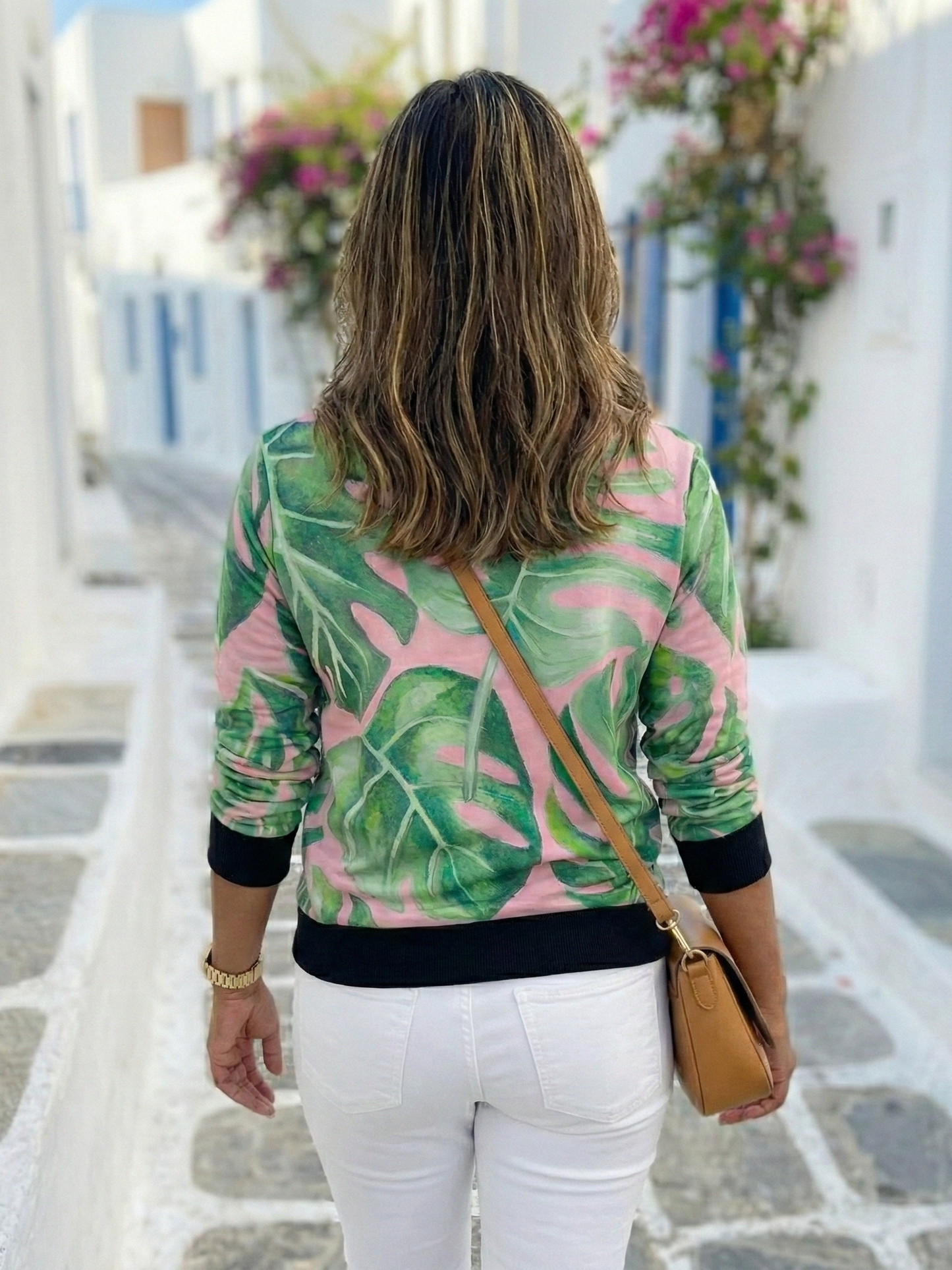 Greece Vibe Serene Nature Print Green Sweatshirt