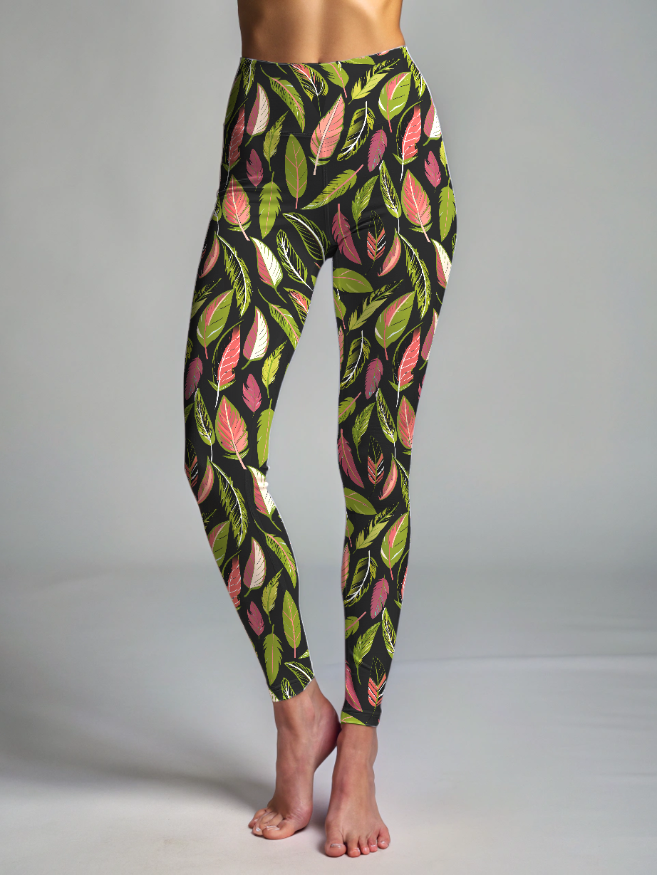 Serene Feather Print Premium Oversized Tee With Tummy Tuck Body Shaping Leggings Co-ord Set