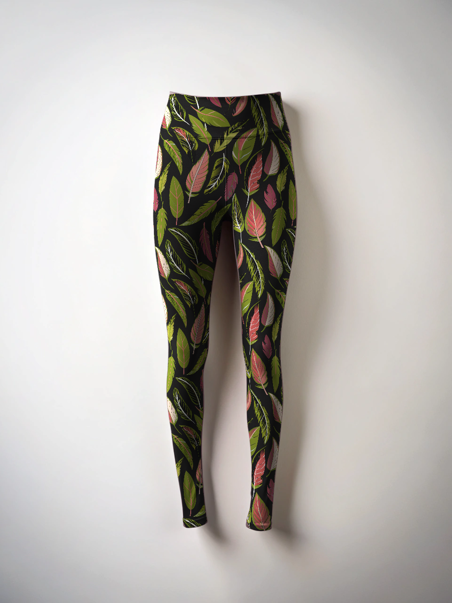 Serene Feather Print Premium Oversized Tee With Tummy Tuck Body Shaping Leggings Co-ord Set