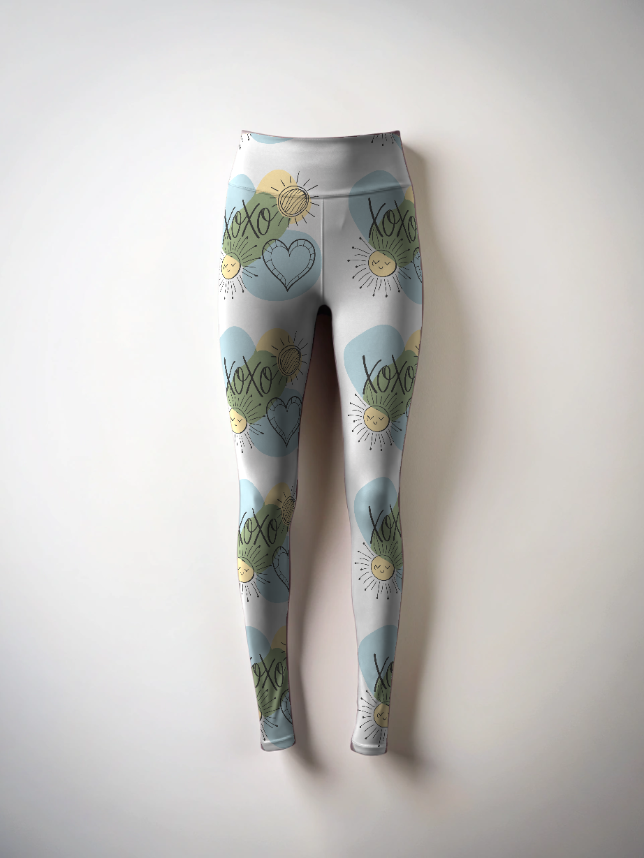 Sweet XOXO Print Premium Oversized Tee With Tummy Tuck Body Shaping Leggings Co-ord Set