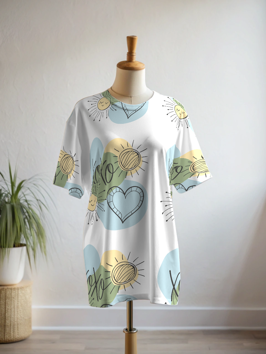 Sweet XOXO Print Premium Oversized Tee With Tummy Tuck Body Shaping Leggings Co-ord Set