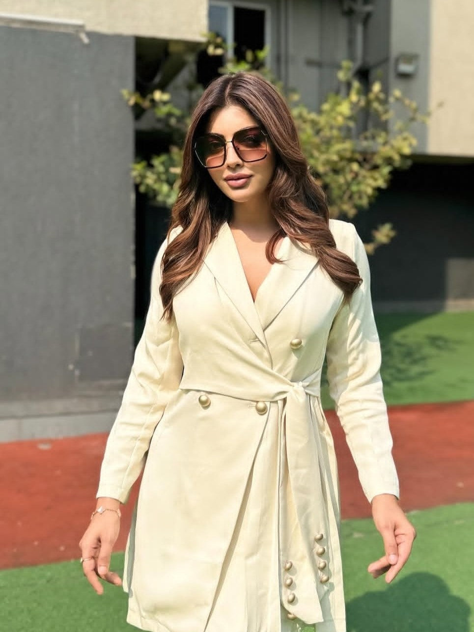 Professional Slim Style Khaki Jacket Dress