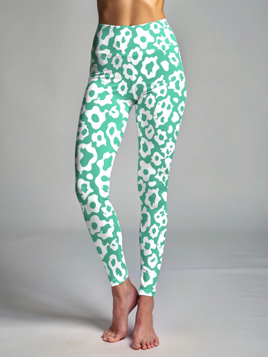 Trendy Leopard Print Premium Oversized Tee With Tummy Tuck Body Shaping Leggings Green Co-ord Set
