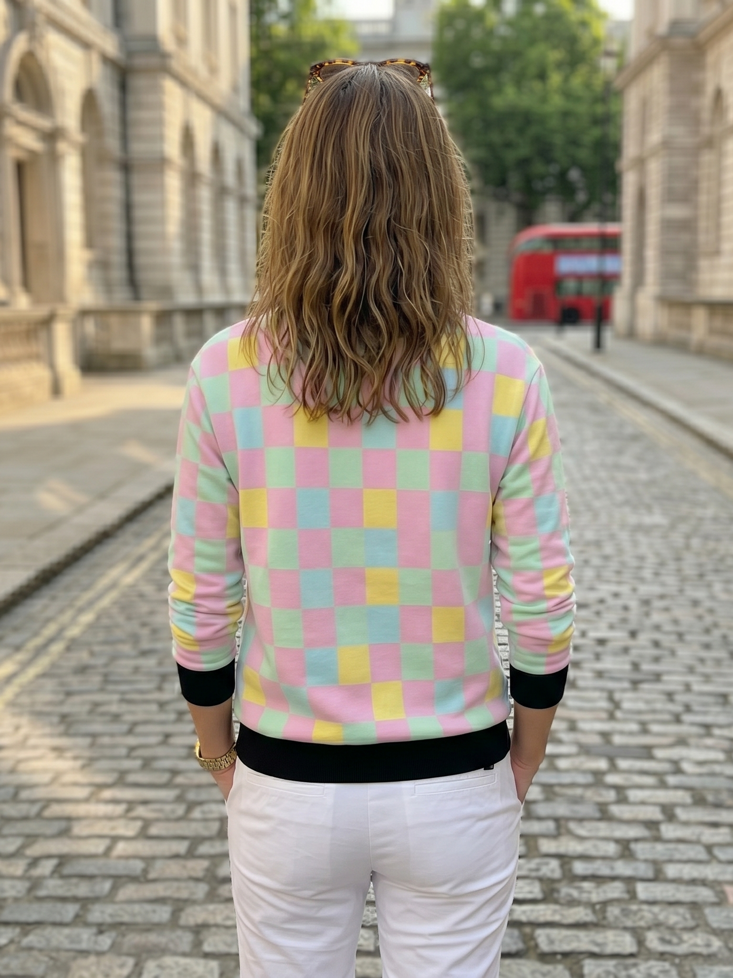 Must Buy Pastel Checkers Print Sweatshirt