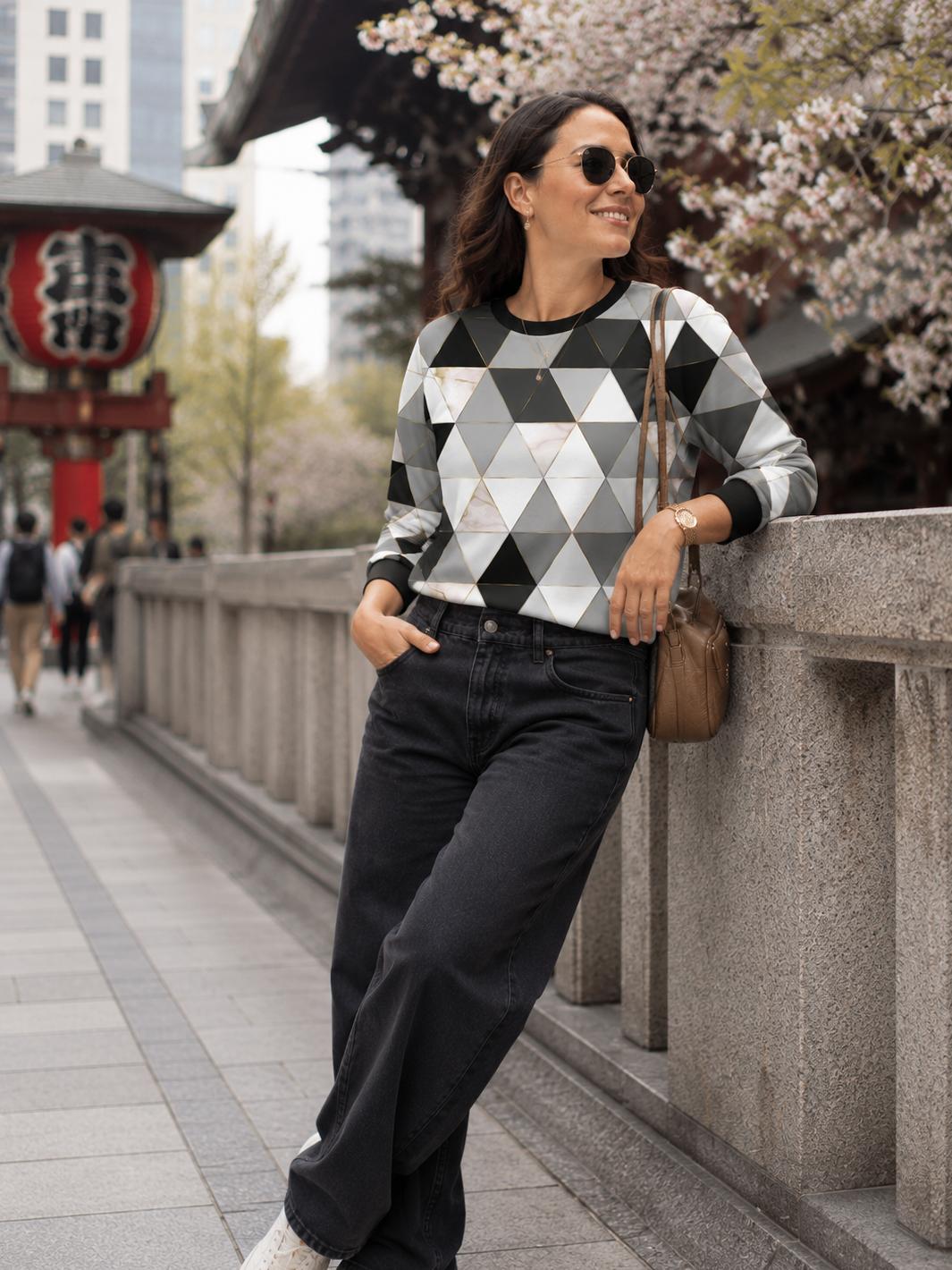 Monochrome Diamond Print Multicoloured Sweatshirt