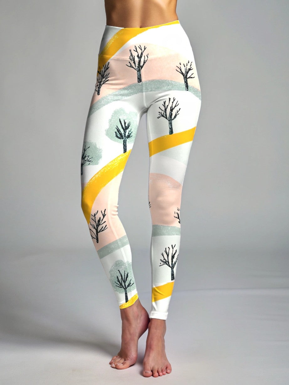Nature Trail Print Premium Oversized Tee With Tummy Tuck Body Shaping Leggings Co-ord Set