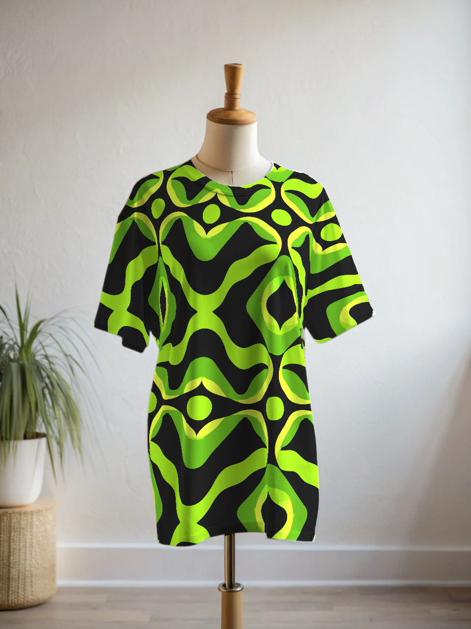 Stylish Indefinite Print Premium Oversized Tee With Tummy Tuck Body Shaping Leggings Co-ord Set