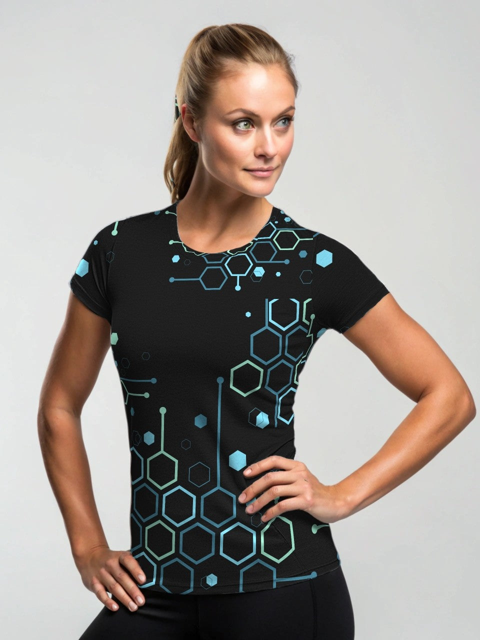 Pickleball | Paddleball | Activewear Coord Set Tshirt With Tummy Tuck Leggings | Trendy Matrix Print