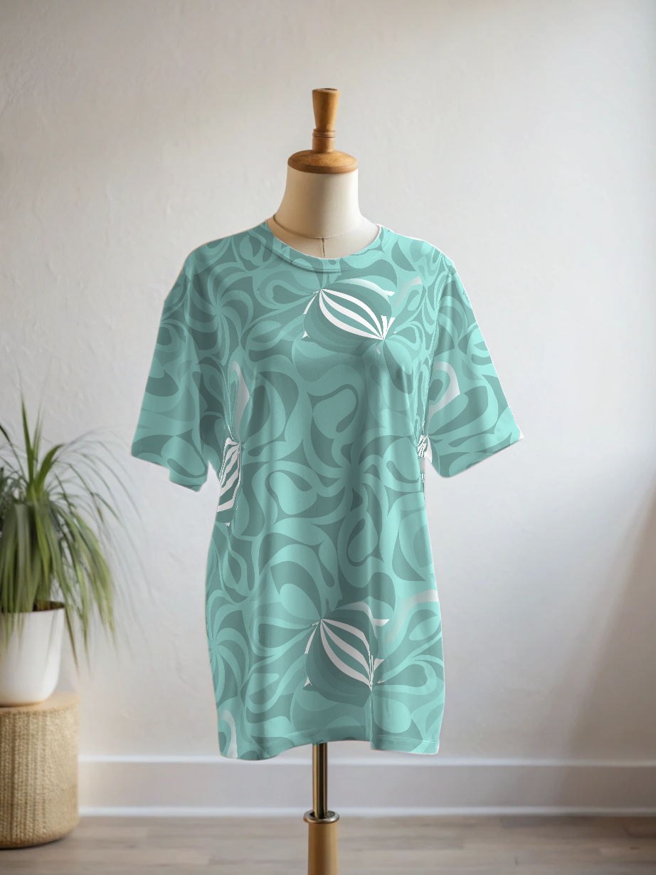 Pastel Print Premium Oversized Tee With Tummy Tuck Body Shaping Leggings Co-ord Set