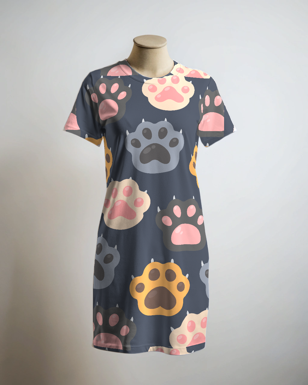 Wow Paw Print T Shirt Dress