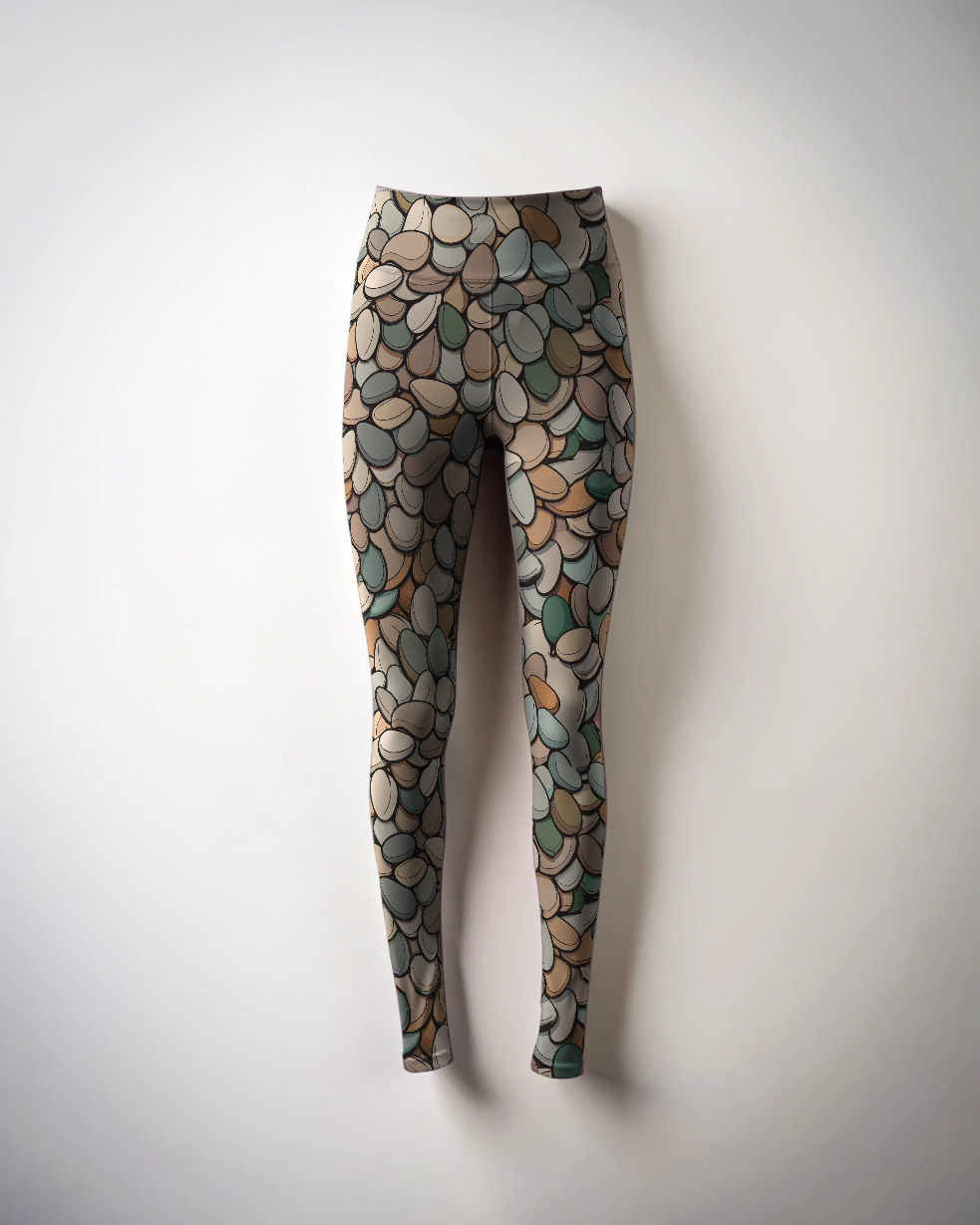 Unique Pebbles Print Premium Oversized Tee With Tummy Tuck Body Shaping Leggings Co-ord Set