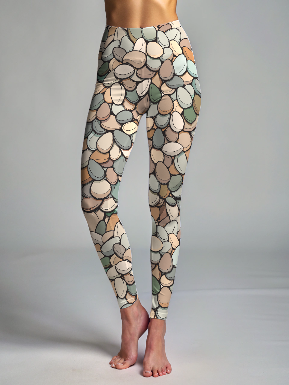 Unique Pebbles Print Premium Oversized Tee With Tummy Tuck Body Shaping Leggings Co-ord Set