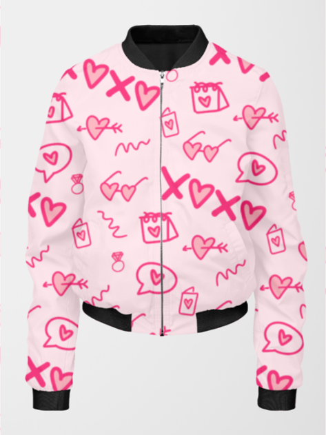 Adorable Pink XOXO Print Bomber Jacket With Leggings Co Ord Set