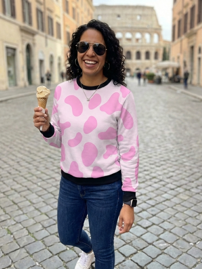 Cute Dalmation Print Pink Sweatshirt