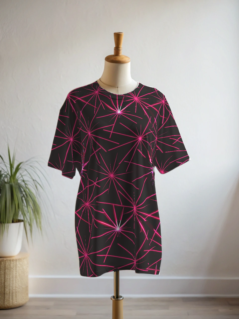 Dazzling Laser Print Premium Oversized Tee With Tummy Tuck Body Shaping Leggings Co-ord Set