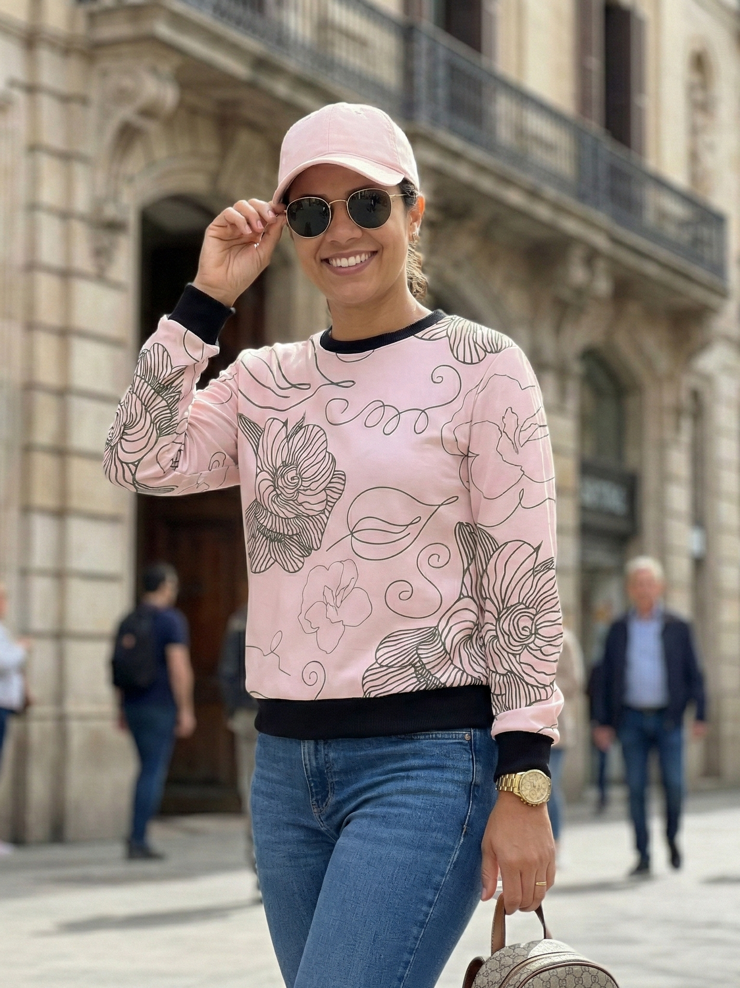 Pretty Pink Floral Print Sweatshirt