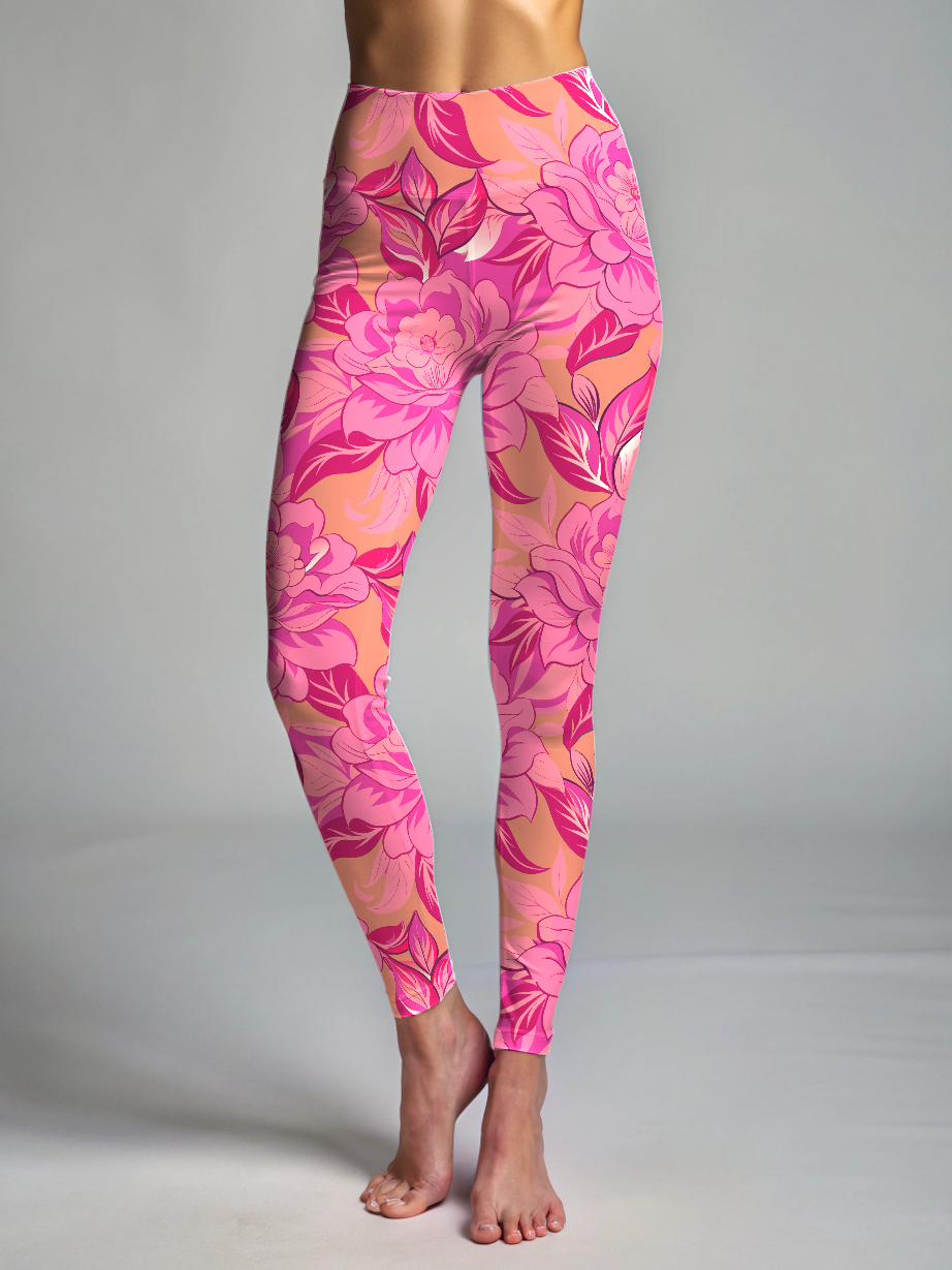 Soothing Floral Print Premium Oversized Tee With Tummy Tuck Body Shaping Leggings Co-ord Set - Ships in 24 Hrs